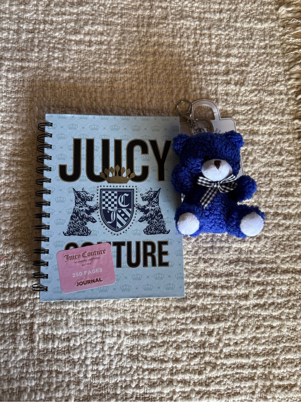 Blue JUICY COUTURE 250 Page Journal Scottish Dogs Blue Teddy Bear Bag Charm Cute
